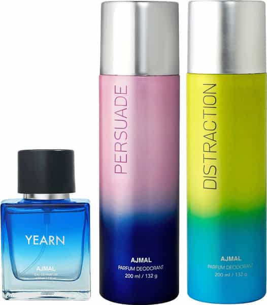 Ajmal Distraction & Ajmal Persuade Deodorant 200 Ml Eachfor Unisex And Ajmal Yearn Edp 50 Ml For Men