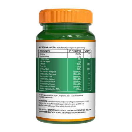 Pure Nutrition Probiotics 25 Billion Cfu + Prebiotics 250 Mg -Support Gut Health - 60 Veg Caps