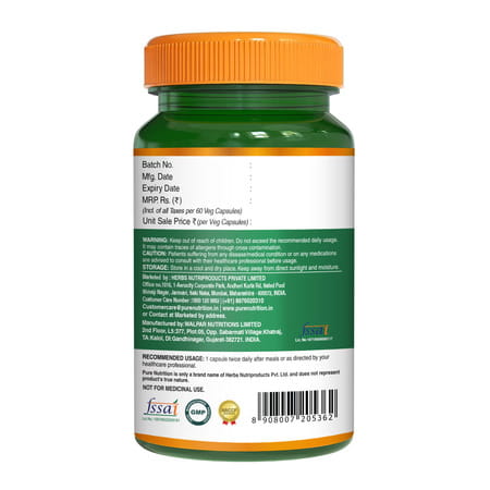 Pure Nutrition Probiotics 25 Billion Cfu + Prebiotics 250 Mg -Support Gut Health - 60 Veg Caps