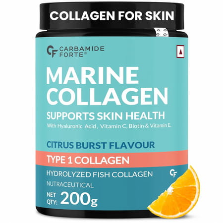 Carbamide Forte Marine Collagen Citrus Burst Flavour Powder Supplementjar 200 Gm