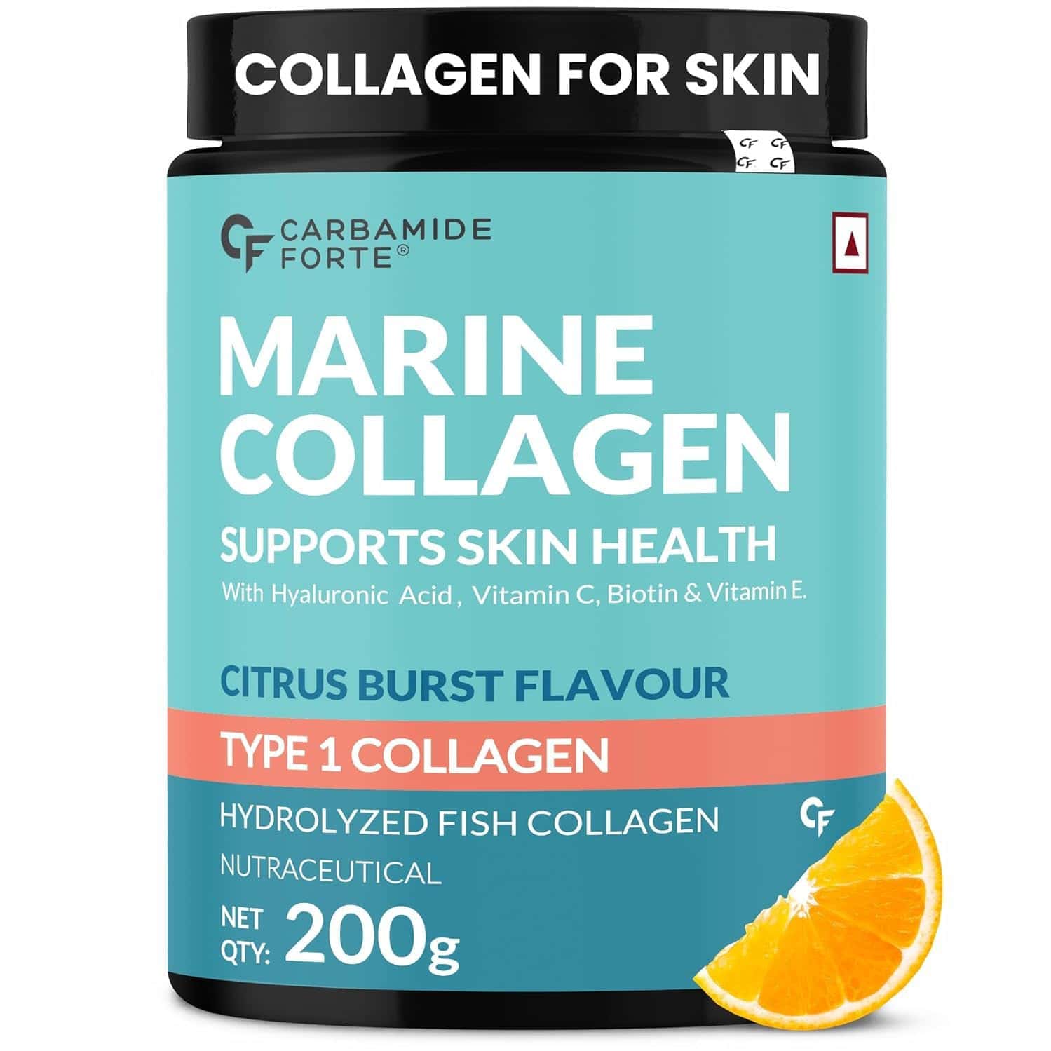 Carbamide Forte Marine Collagen Citrus Burst Flavour Powder Supplementjar 200 Gm