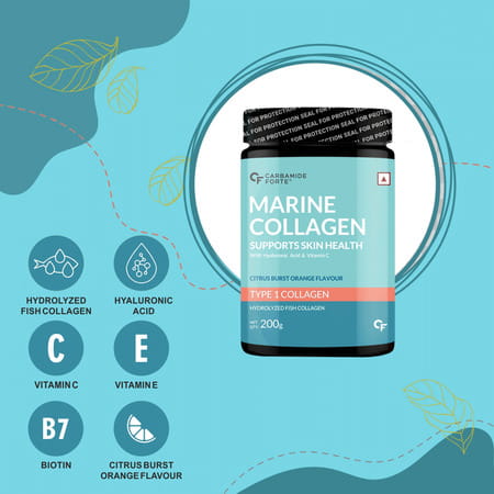 Carbamide Forte Marine Collagen Citrus Burst Flavour Powder Supplementjar 200 Gm