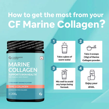 Carbamide Forte Marine Collagen Citrus Burst Flavour Powder Supplementjar 200 Gm