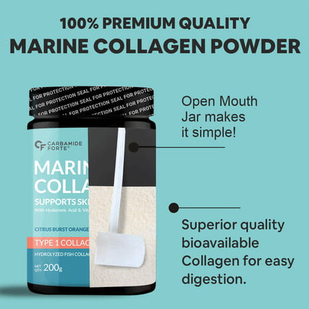 Carbamide Forte Marine Collagen Citrus Burst Flavour Powder Supplementjar 200 Gm