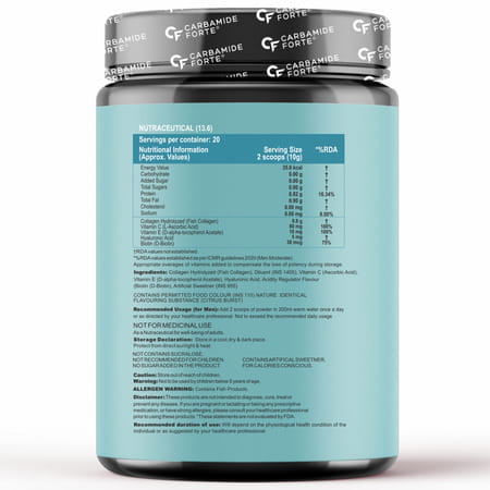Carbamide Forte Marine Collagen Citrus Burst Flavour Powder Supplementjar 200 Gm
