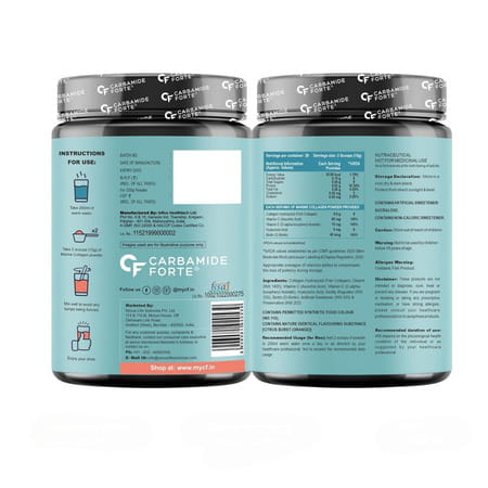 Carbamide Forte Marine Collagen Citrus Burst Flavour Powder Supplementjar 200 Gm