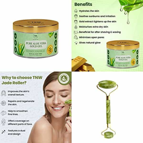 Tnw The Natural Wash Combo With Jade Roller And Pure Aloe Vera Gold Gel