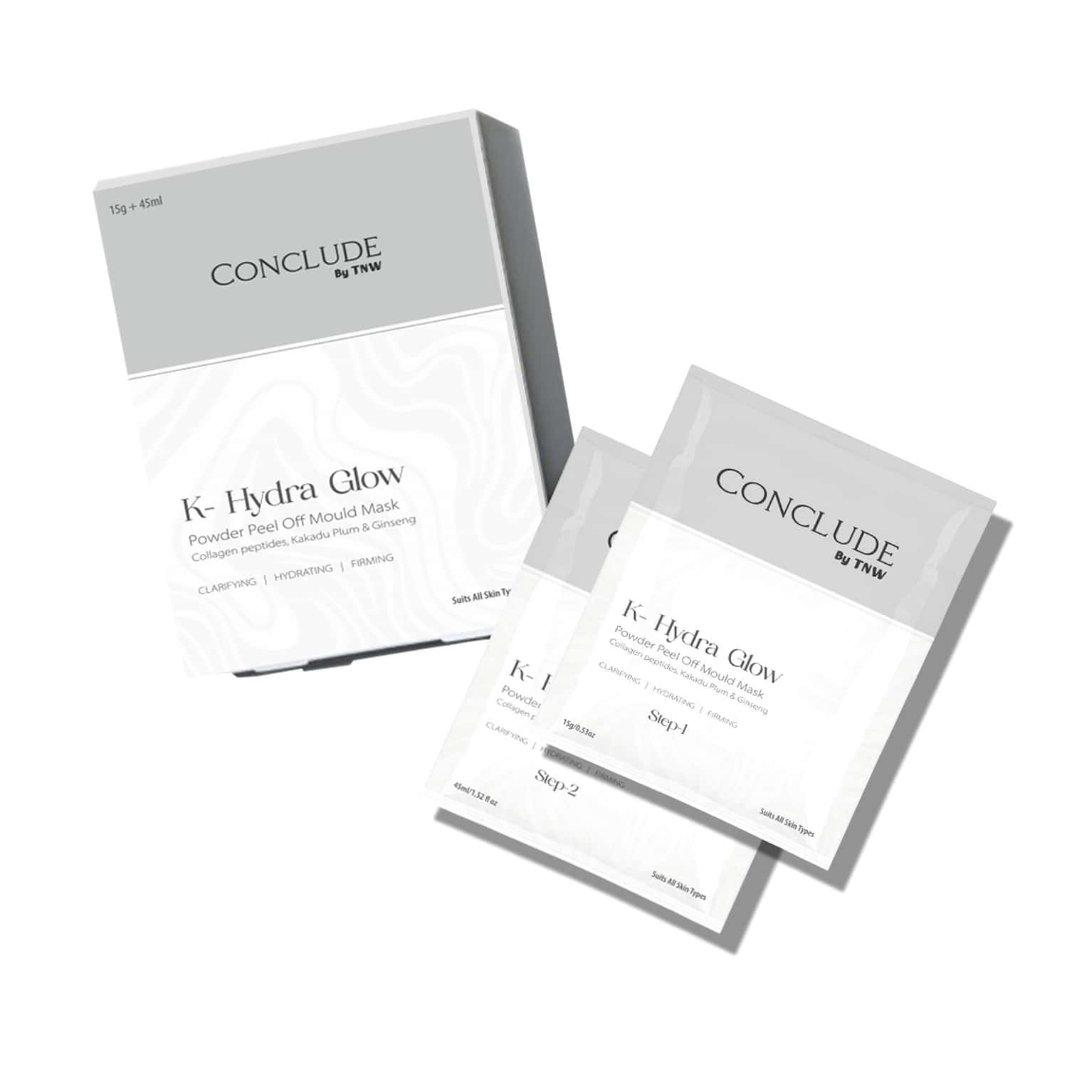 Conclude K - Hydra Glow Powder Peel-Off Mould Mask | Collagen Kakadu Plum & Ginseng | 15g+45ml | 1pc