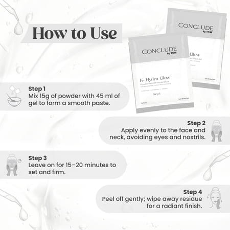 Conclude K - Hydra Glow Powder Peel-Off Mould Mask | Collagen Kakadu Plum & Ginseng | 15G+45Ml | 1Pc