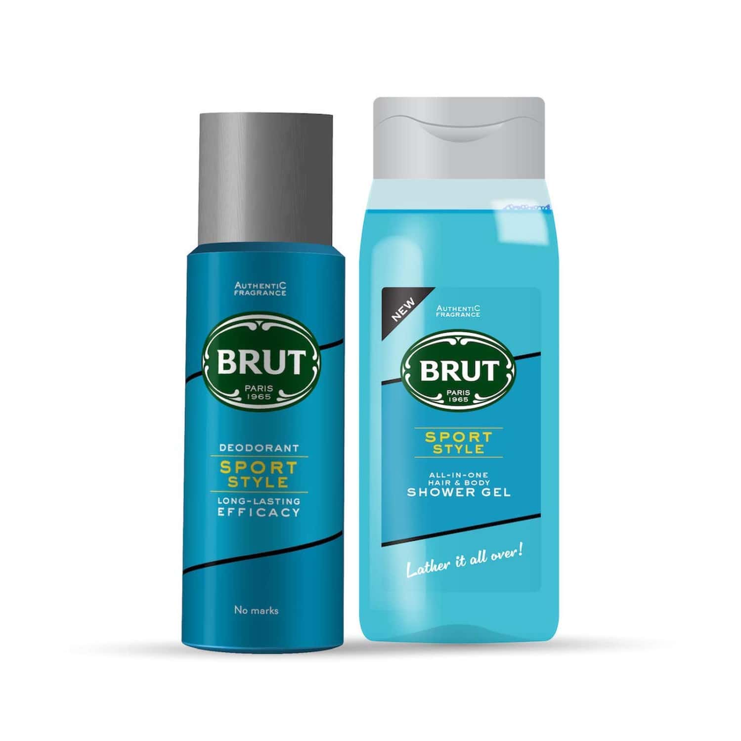 Brut Sport Style Deodorant | 200ml + Sport Style All In One Hair & Body Shower Gel For Men | 500ml