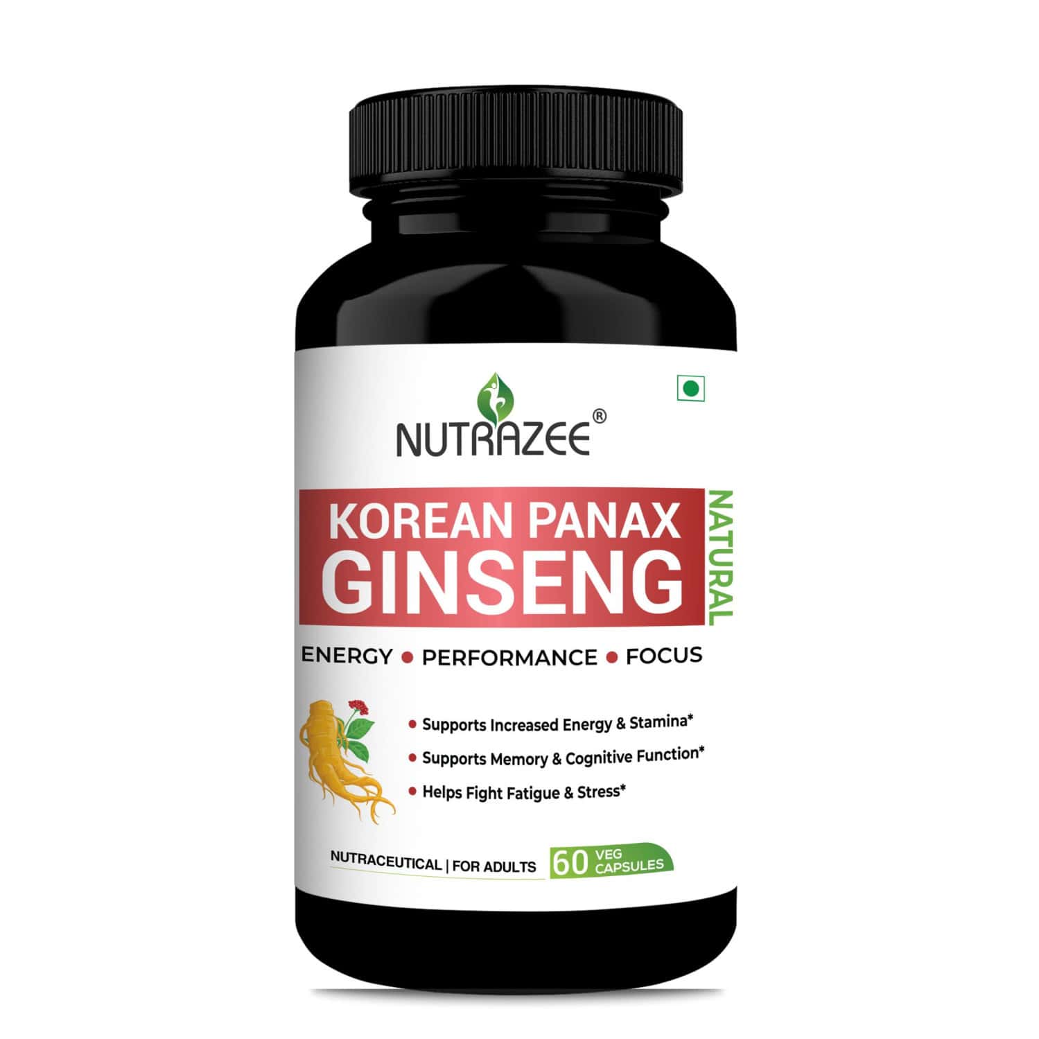 Nutrazee Korean Red Panax Ginseng - 60 Capsules