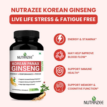 Nutrazee Korean Red Panax Ginseng - 60 Capsules