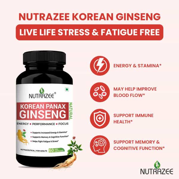 Nutrazee Korean Red Panax Ginseng - 60 Capsules
