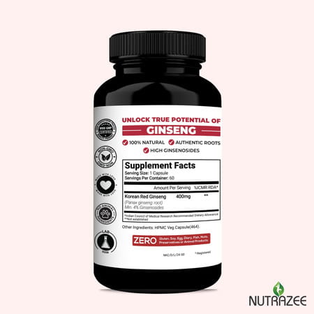 Nutrazee Korean Red Panax Ginseng - 60 Capsules