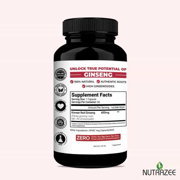 Nutrazee Korean Red Panax Ginseng - 60 Capsules