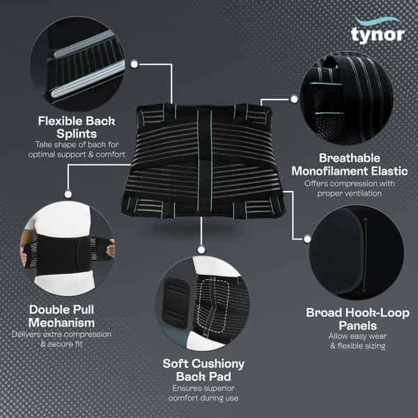 Tynor Back Support Belt Black Xxl 1 Unit