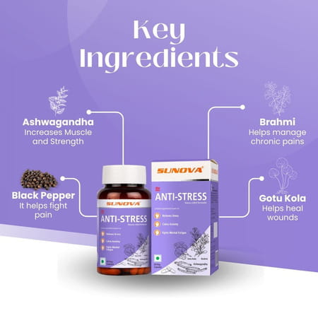 Sunova Anti-Stress Relief Veg Capsules (60 No)