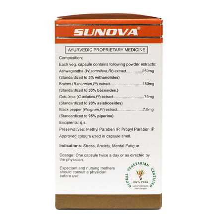 Sunova Anti-Stress Relief Veg Capsules (60 No)
