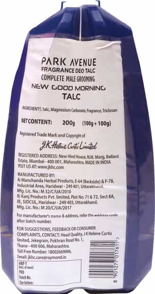 Park Avenue Deo Talc Good Morning 100G+100Gm B1g1