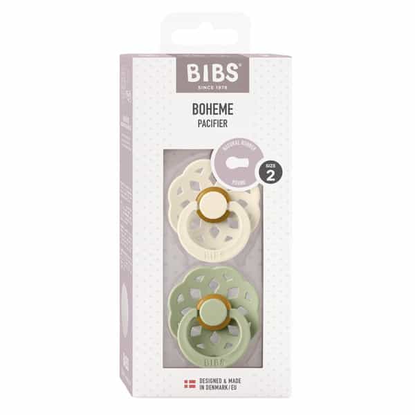 Bibs Boheme 2 Pack Latex Size 2 Ivory/Sage - 6+ Months