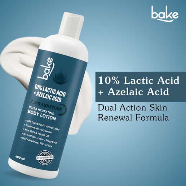 Bake 10% Lactic Acid + Azelaic Acid Body Lotion | Rough & Dry Skin | 72H Moisture | 400Ml