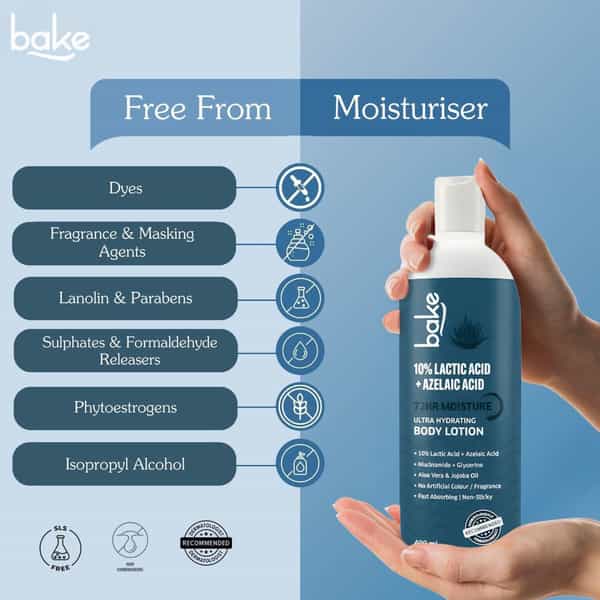 Bake 10% Lactic Acid + Azelaic Acid Body Lotion | Rough & Dry Skin | 72H Moisture | 400Ml