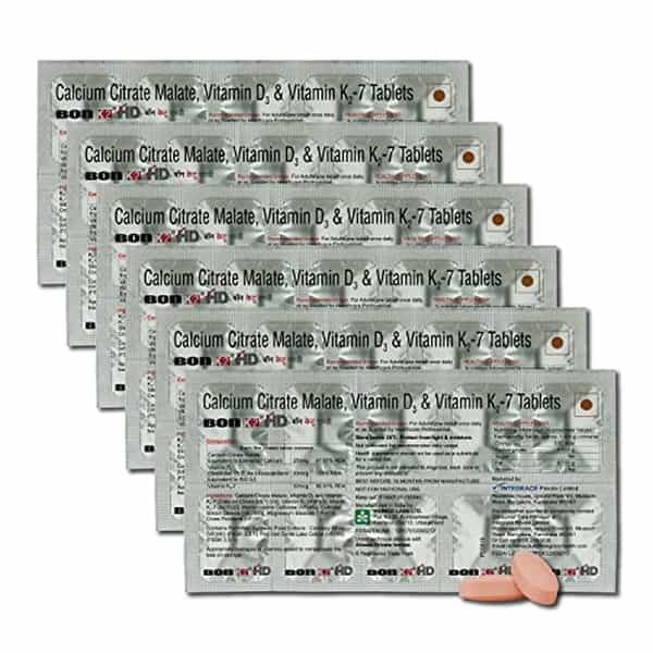 Bon K2 Hd With Advanced Calcium60 Tablet|Vitamin D3 & Vitamin K2-7 Multivitamin Tab (6 X 10 Tablets)