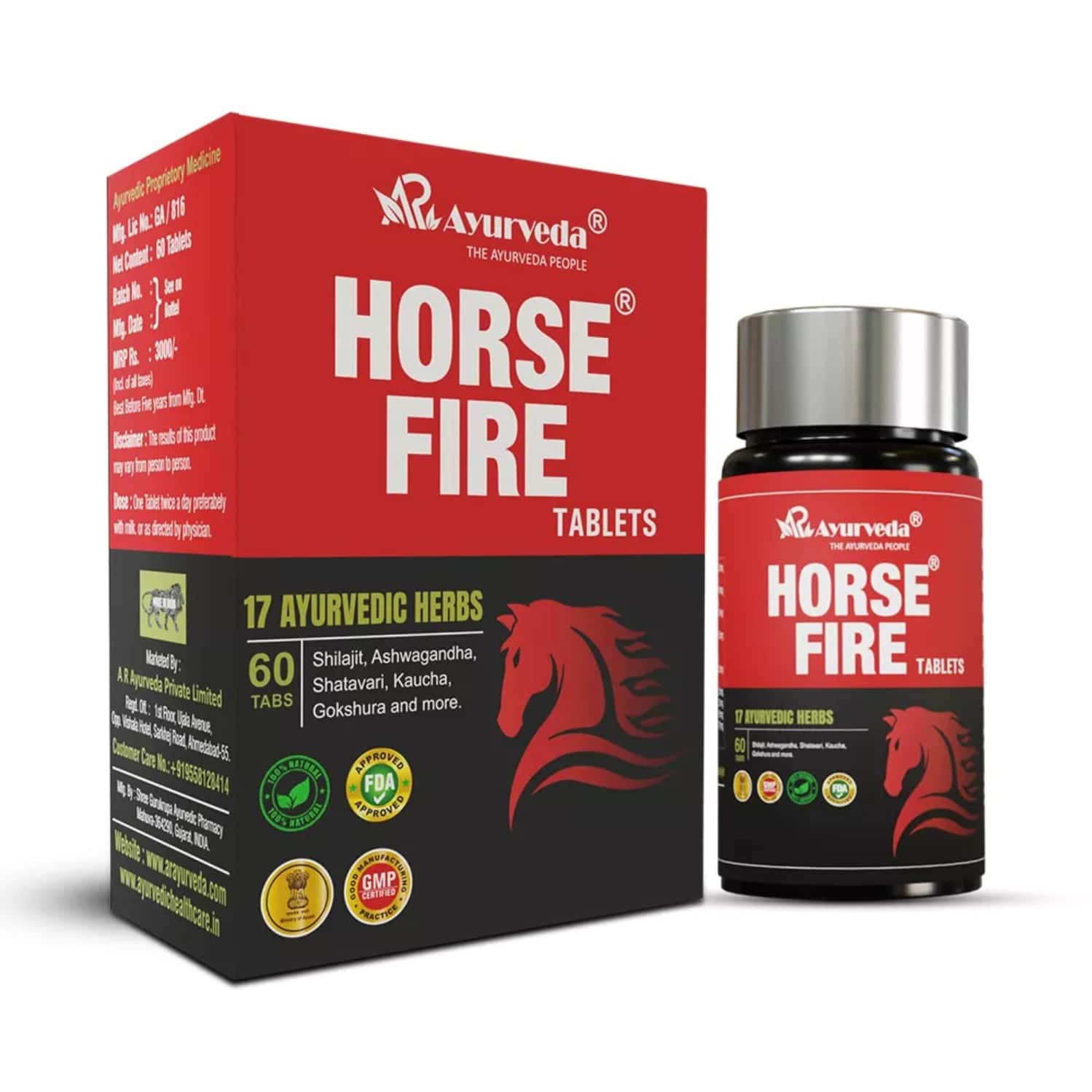 A R Ayurveda Horse Fire Tablets For Men For Stamina | Immunity & Overall Wellbeing - 60 Tablets