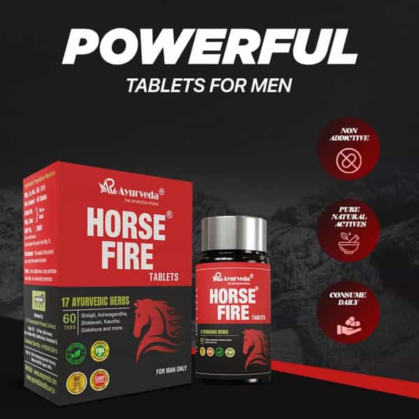 A R Ayurveda Horse Fire Tablets For Men For Stamina | Immunity & Overall Wellbeing - 60 Tablets