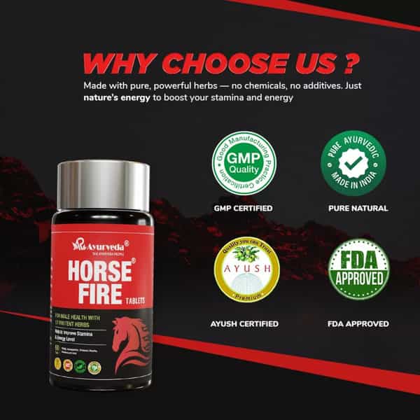 A R Ayurveda Horse Fire Tablets For Men For Stamina | Immunity & Overall Wellbeing - 60 Tablets