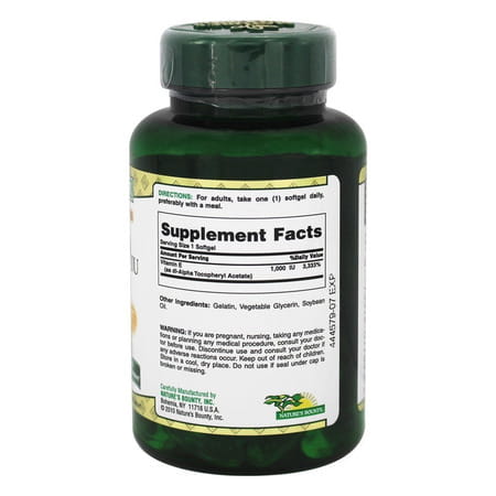 Nature's Bounty Vitamin E 1000 Iu Softgels Pure Dl-Alpha 60 Soft Gels (Pack Of 2)