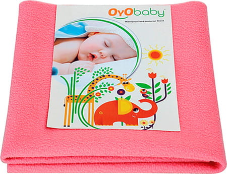 Oyo Baby Waterproof Bed Protector Baby Dry Sheet Small Salmon Rose (50 Cm X 70 Cm)