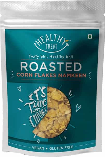 Healthy Treat Roasted Corn Flakes Namkeen 600 Gm (Pack Of 6 | 100 Gm Each) | Gluten Free | Vegan