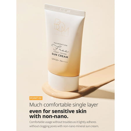 B.o.m Foundation Free Tone Cover Sun Cream Spf50+Pa++++ - Foundation Free Tone | 50G