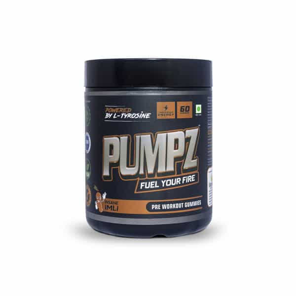 Pumpz Pre Workout Gummies Insane | Imli (Tamrind) | Caffeine And L-Tyrosine | Instant Energy - 60N