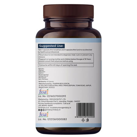 Miduty Thick & Grow - Hair Growth - Alopecia - Biotin - Vitamin B6 - Bioavailable - 60 Capsules