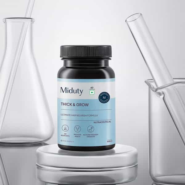 Miduty Thick & Grow - Hair Growth - Alopecia - Biotin - Vitamin B6 - Bioavailable - 60 Capsules