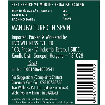 Jivo Pure Olive Oil Chemical Free Used For Cooking And Skin Treatment-500ml