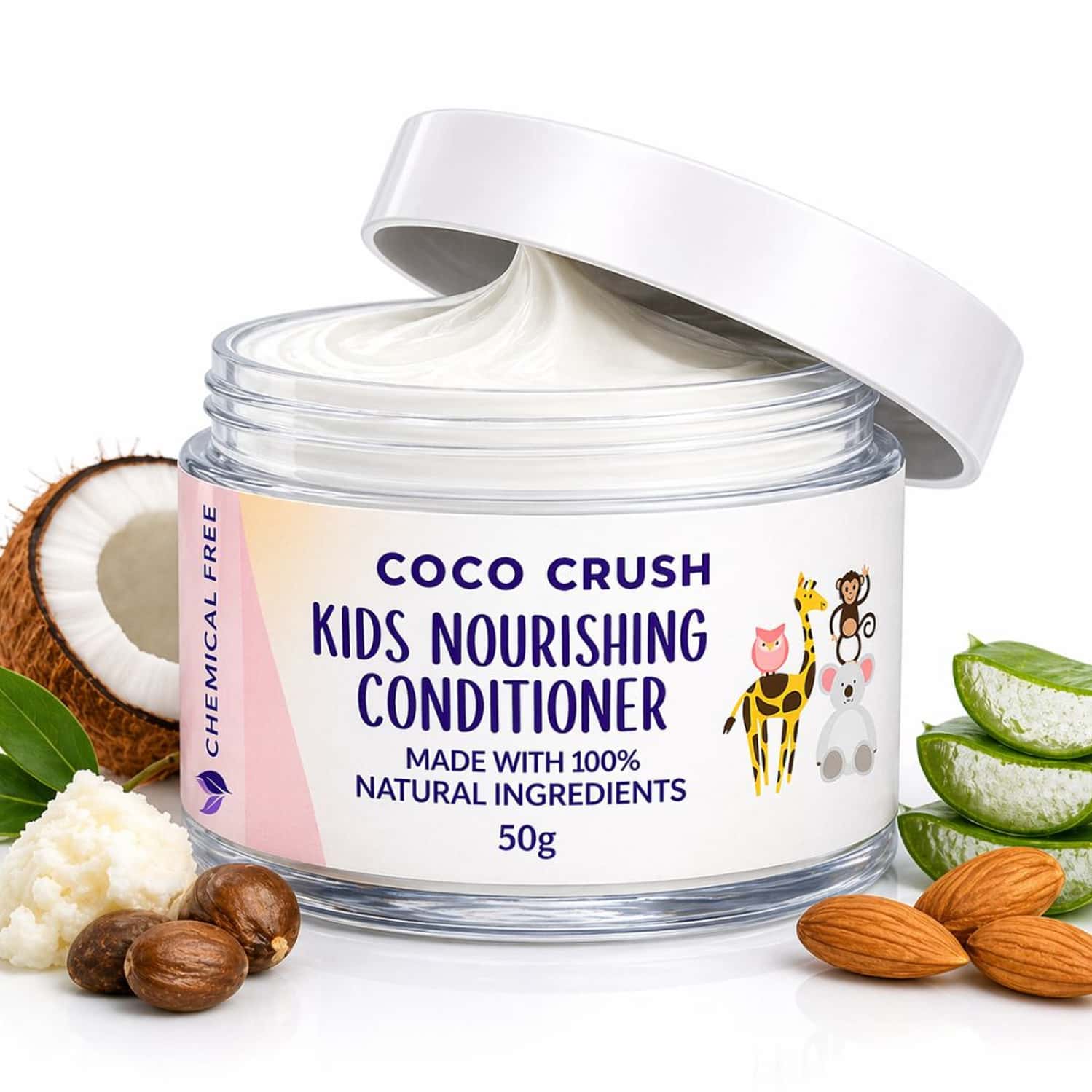 Coco Crush Natural Hair Conditioner For Kids | Coconut & Rosemary Oil | Detangles | Softens Hair 50g