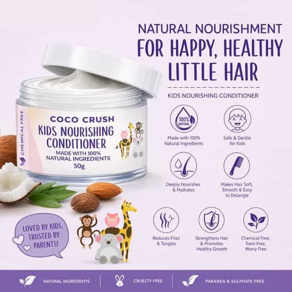 Coco Crush Natural Hair Conditioner For Kids | Coconut & Rosemary Oil | Detangles | Softens Hair 50G