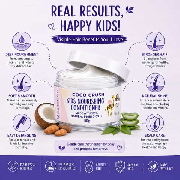 Coco Crush Natural Hair Conditioner For Kids | Coconut & Rosemary Oil | Detangles | Softens Hair 50G