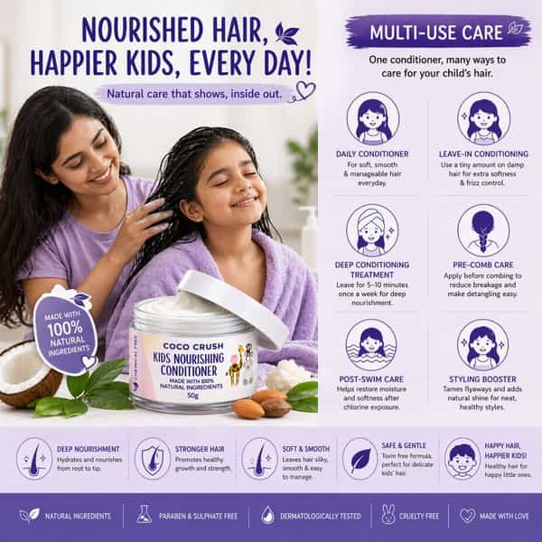 Coco Crush Natural Hair Conditioner For Kids | Coconut & Rosemary Oil | Detangles | Softens Hair 50G
