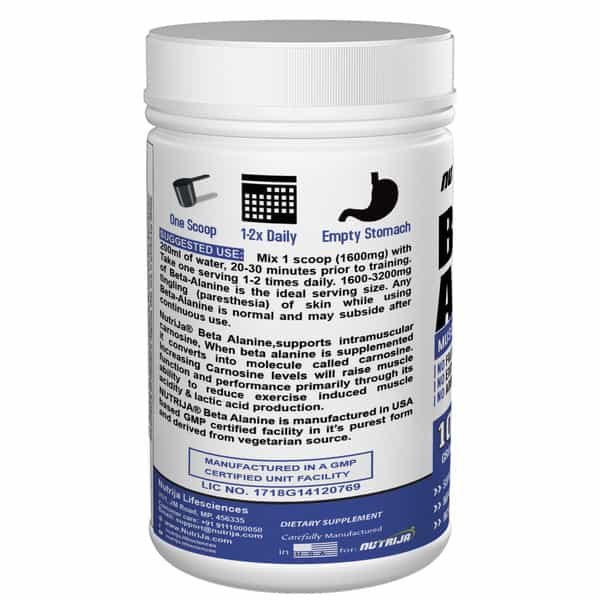 Nutrija Beta-Alanine Powder Best Pre Workout Supplement - 100 Grams (Pineapple)