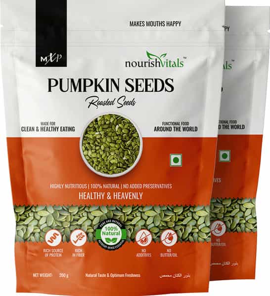 Nourishvitals Pumpkin Roasted Seeds 200G X 2 -No Added Preservatives Rich Source Of Protein 