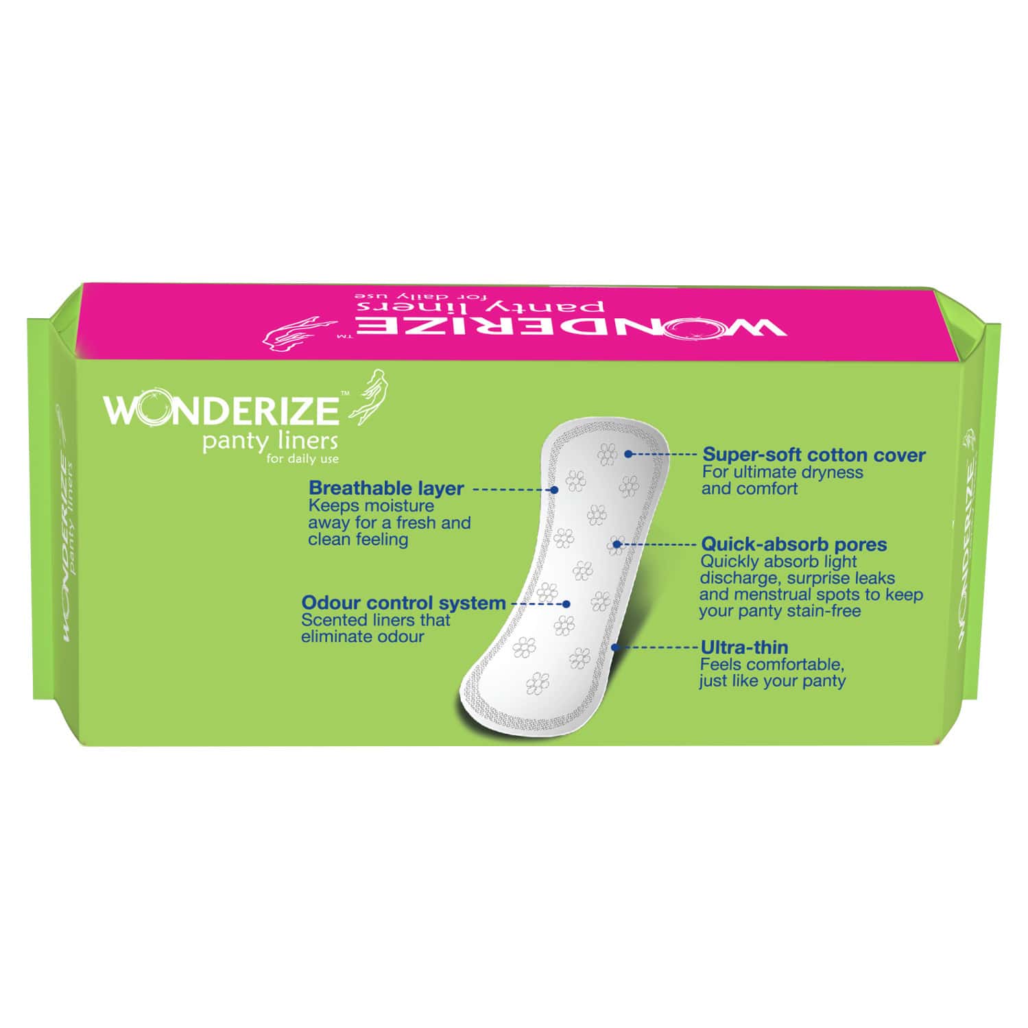 Buy WONDERIZE ULTRA THIN COTTON PANTY LINERS 24 LINERS SIZE 155MM