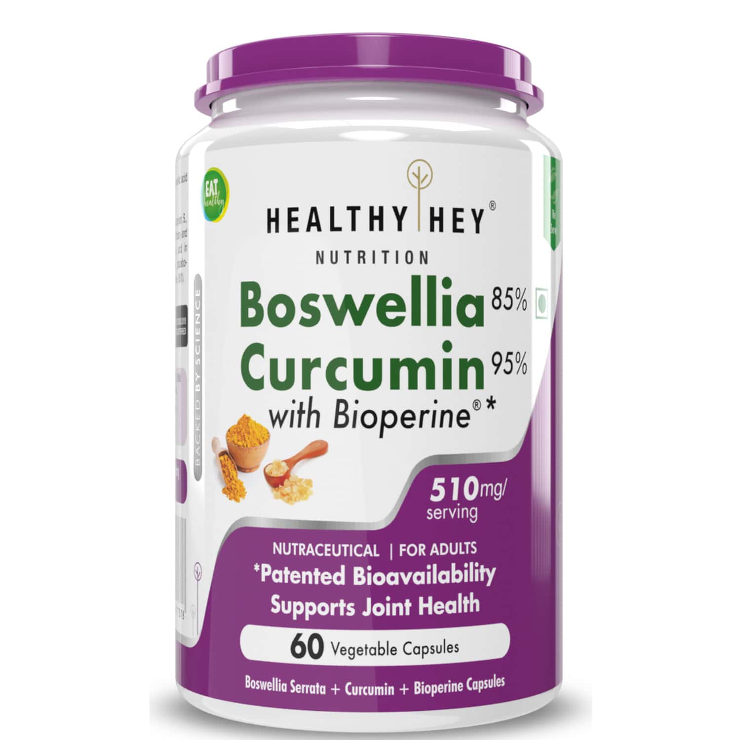 Healthyhey Boswellia Serrata & Curcumin With Bioperine - 60 Vegetable Capsules