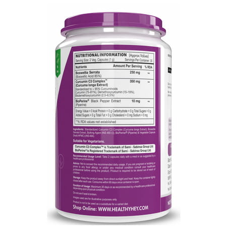 Healthyhey Boswellia Serrata & Curcumin With Bioperine - 60 Vegetable Capsules