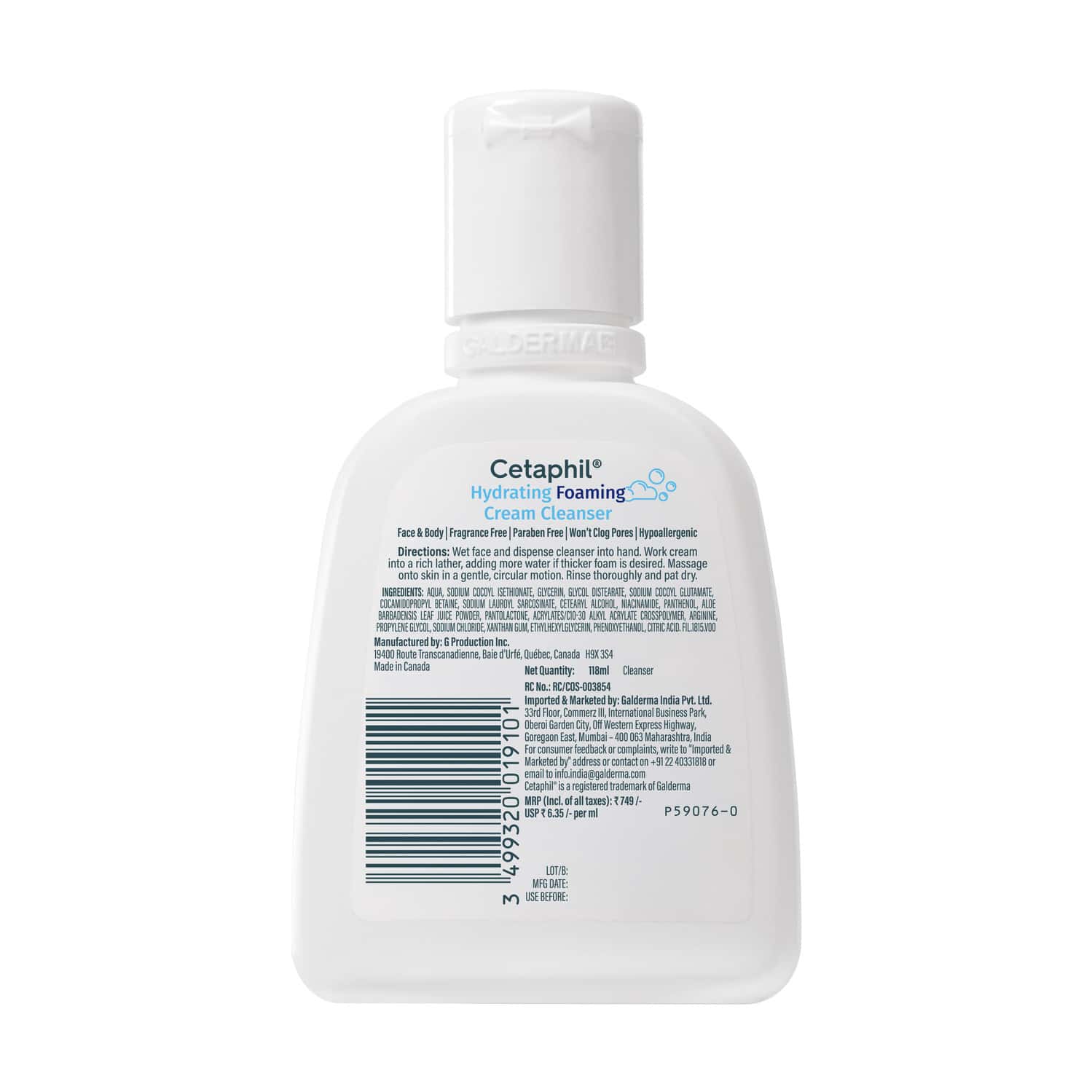 Cetaphil Hydrating Foaming Cream Cleanser - (118ml)