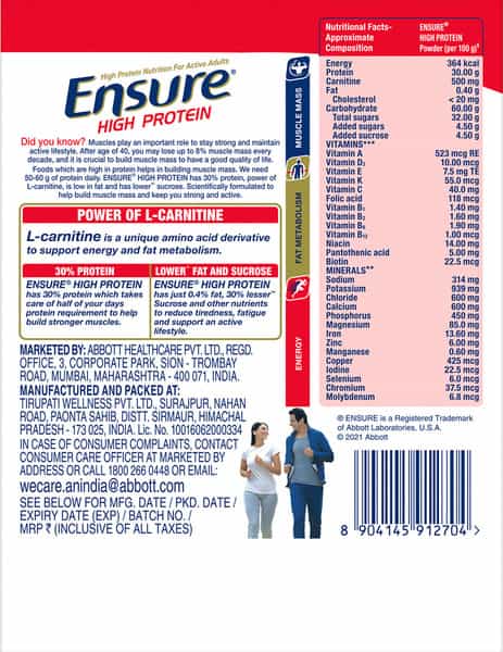 Ensure High Protein Nutrition For Active Adults (Chocolate Flavour) 200G