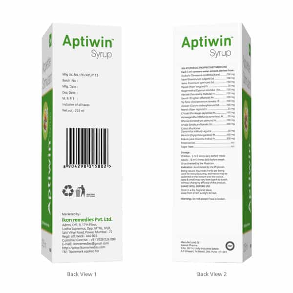 Aptiwin Syrup 225 Ml | For Boosting Healthy Appetite | Promotes Weight Gain (Pack Of 2)